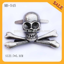 MB545 Zinc alloy skull shape brand logo design handbag metal plate